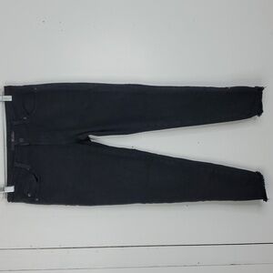 Kancan Super Skinny Jeans Mid Rise Zip Ankle Raw Hem Black Stretch Womens 25